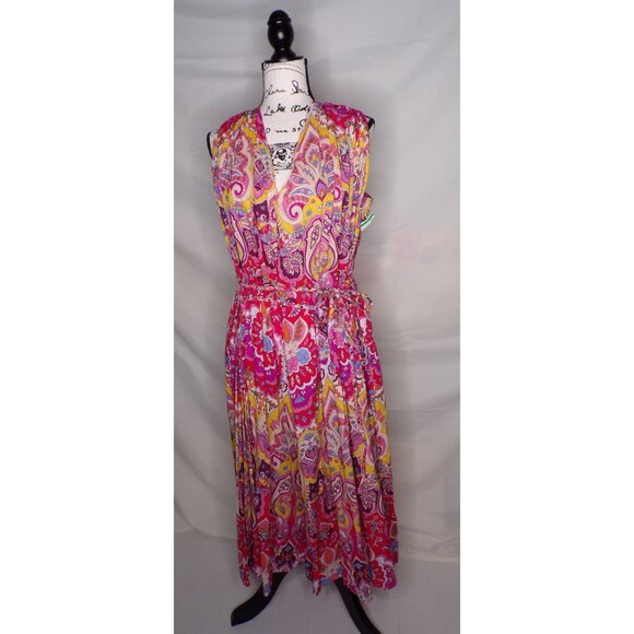 🆕 Mille Marilyn Paisley Halter Neck Full Skirt Midi Dress Cotton Medium - Picture 5 of 13